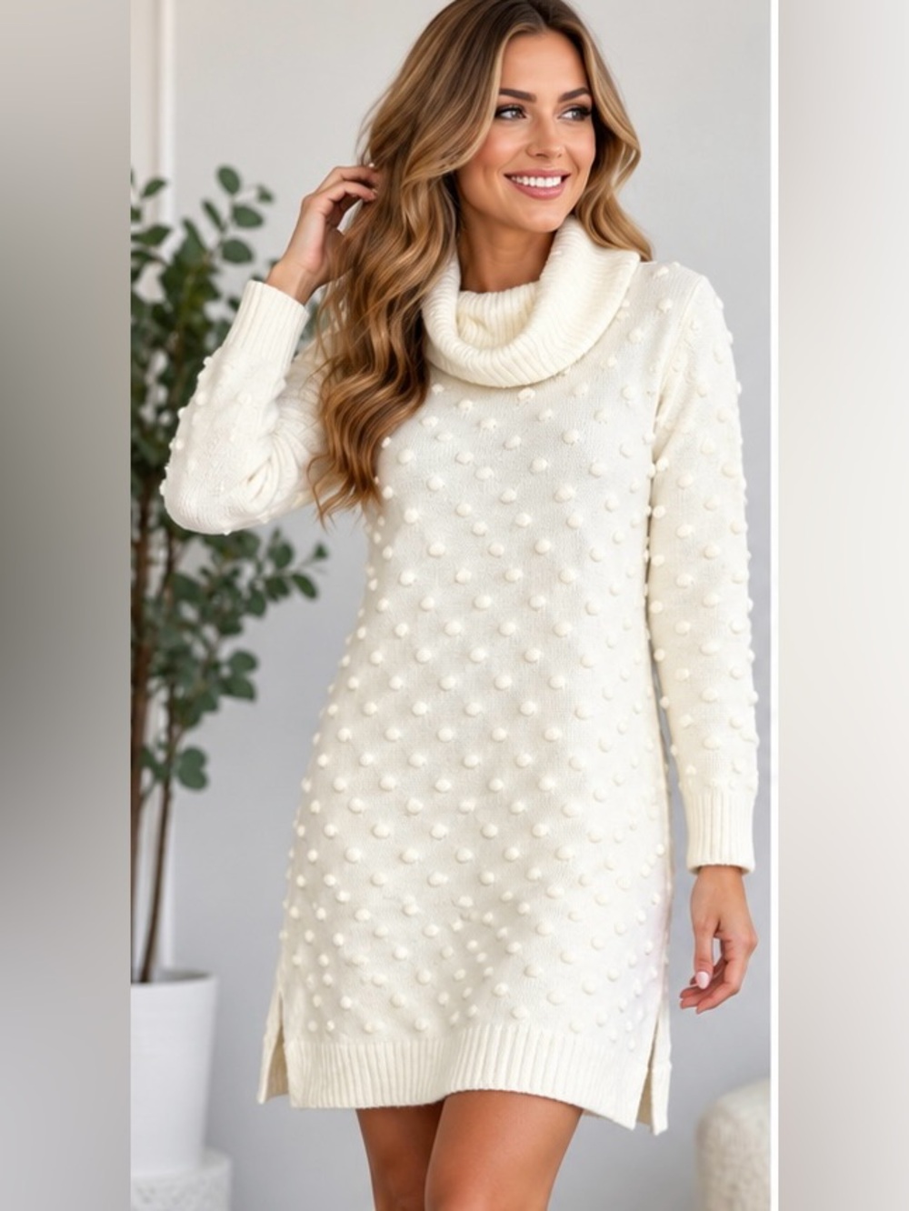 Willow Glenn Pom Pom Sweater Ivy Cream Dress